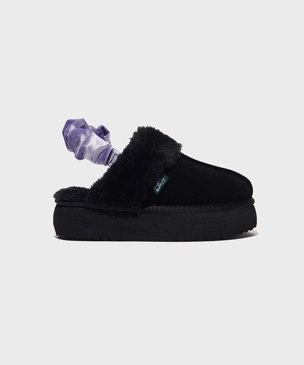 ROCKFISH CLOUDY FLATFORM FUR SLINGBACK - BLACK