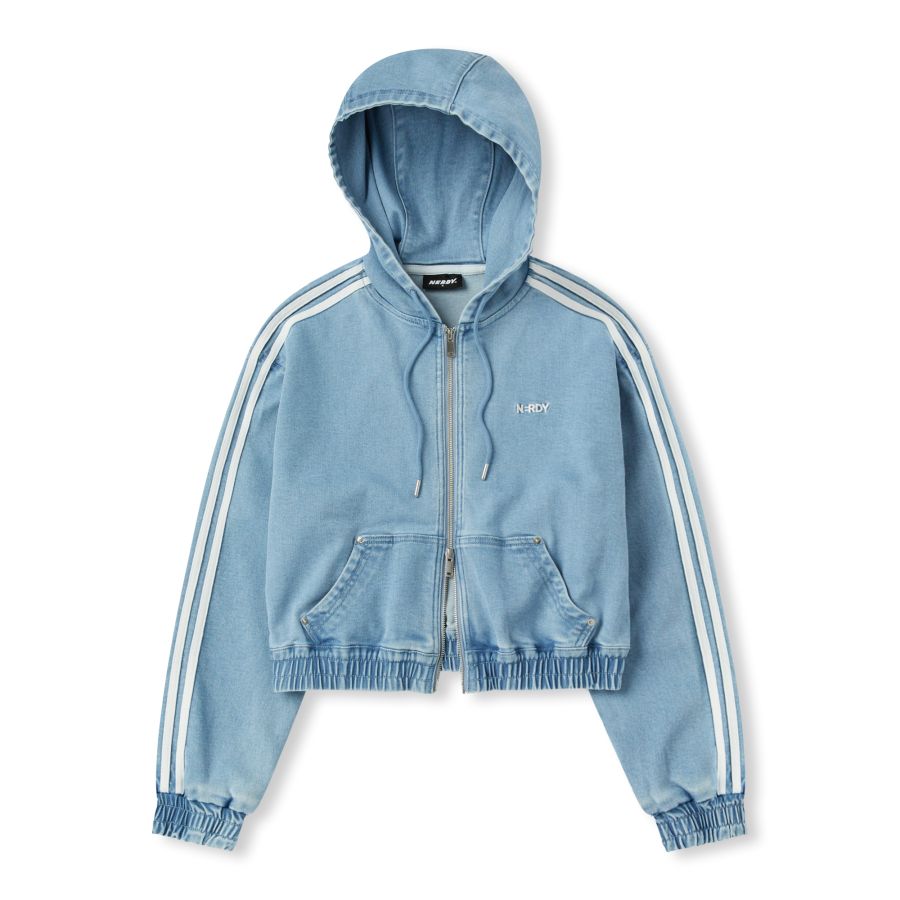 Nerdy Denim Hoodie Track Top Light Blue S