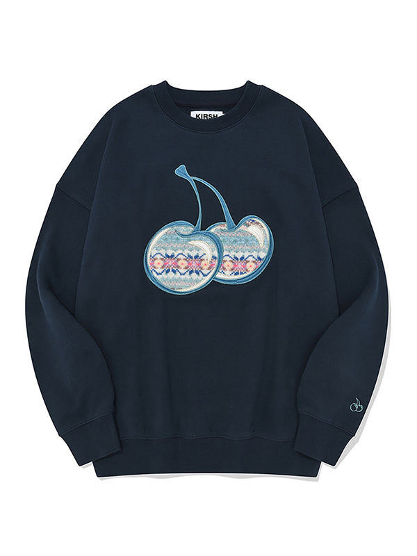 KIRSH BIG CHERRY APPLIQUE SWEATSHIRT DARK NAVY SeoulSeoul