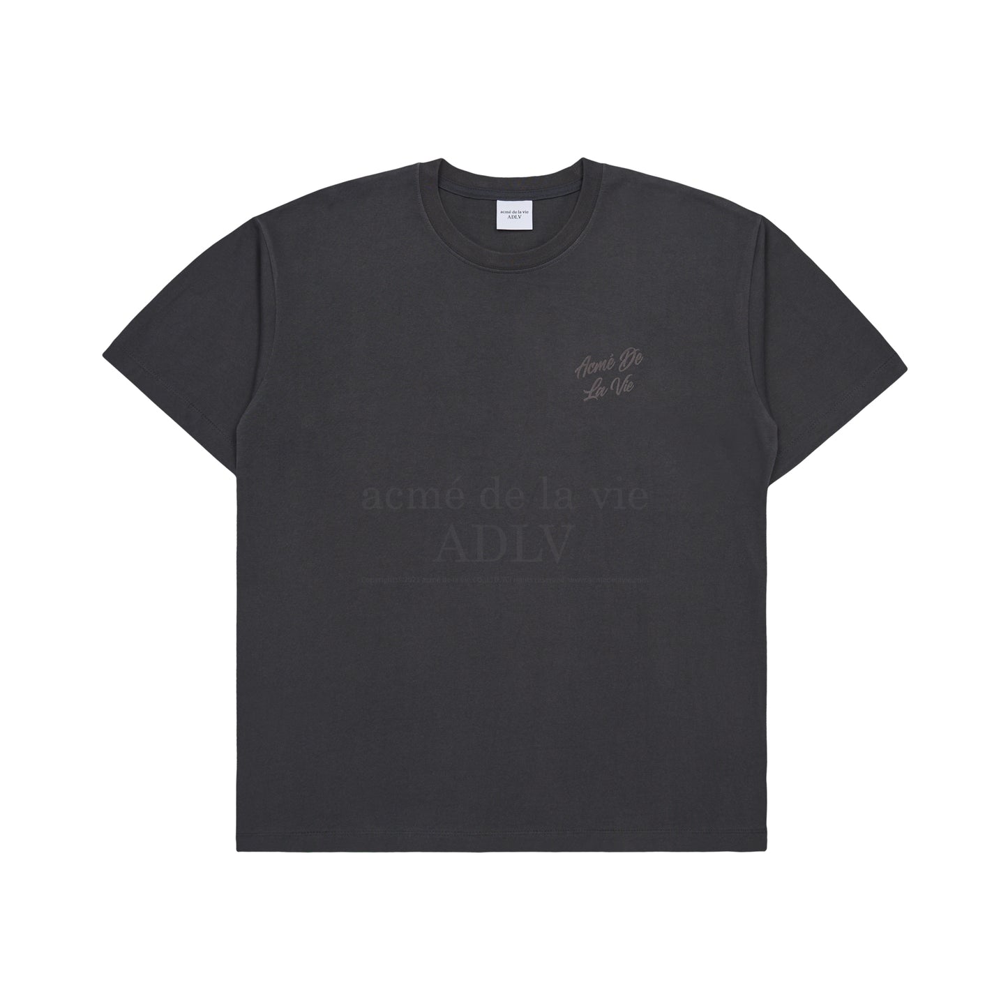 ADLV SCRIPT LOGO PRINTING SHORT SLEEVE T-SHIRT CHARCOAL