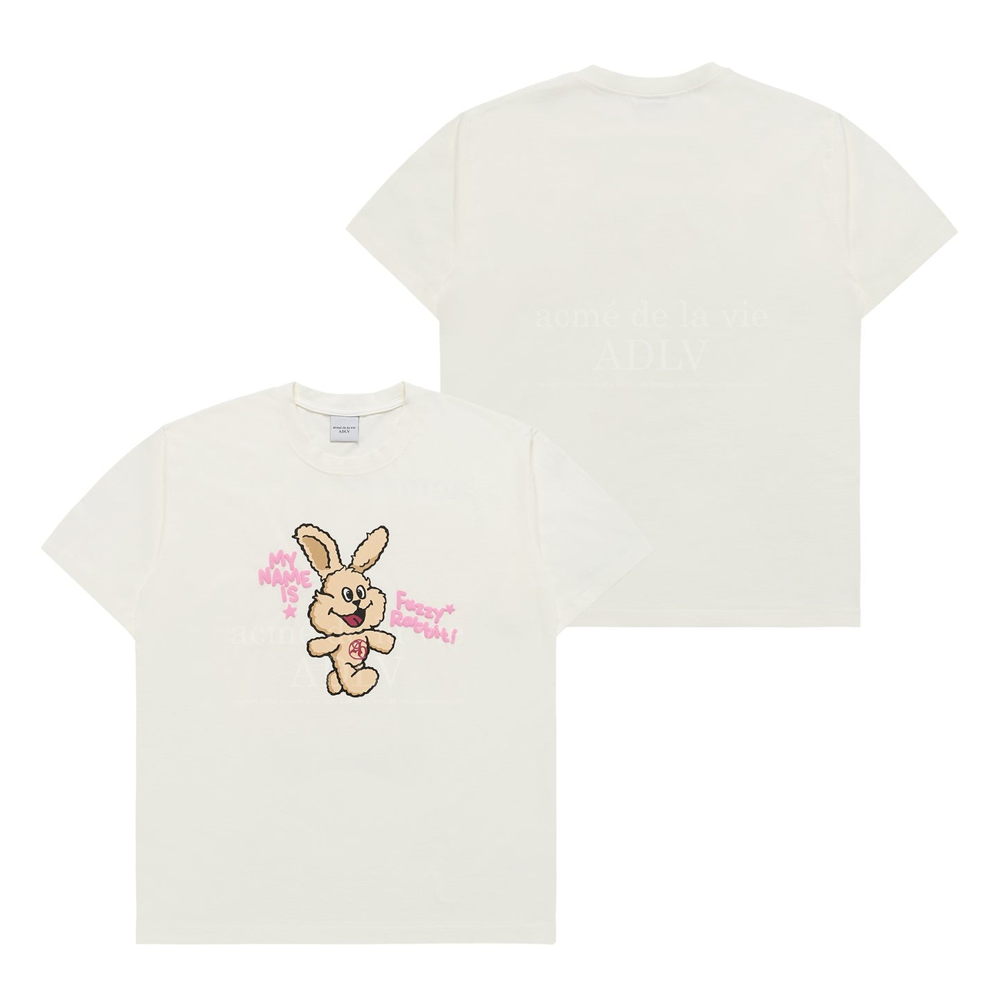 ADLV MY NAME IS FUZZY RABBIT SHORT SLEEVE T-SHIRT CREAM