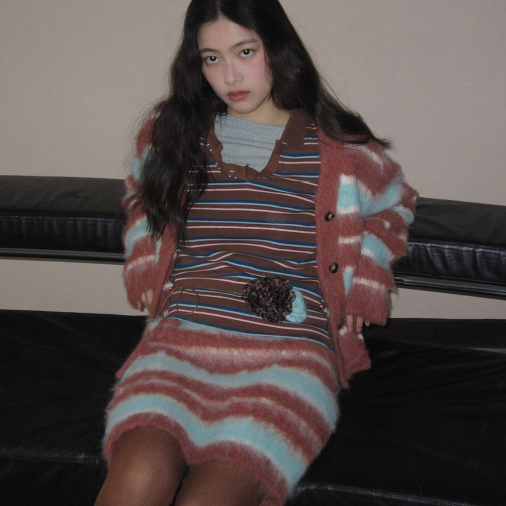 
                  
                    ROCKFISH STRIPE SHAGGY KNIT CARDIGAN
                  
                