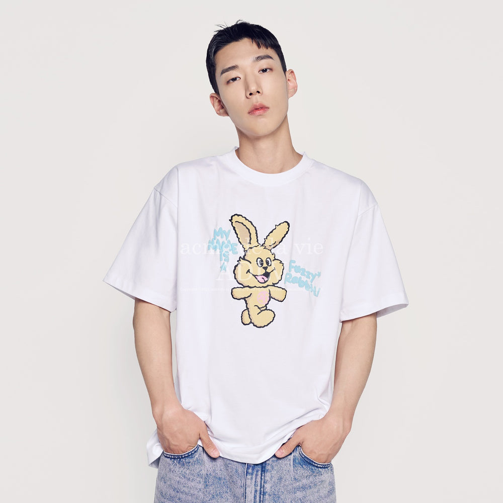 ADLV MY NAME IS FUZZY RABBIT SHORT SLEEVE T-SHIRT WHITE