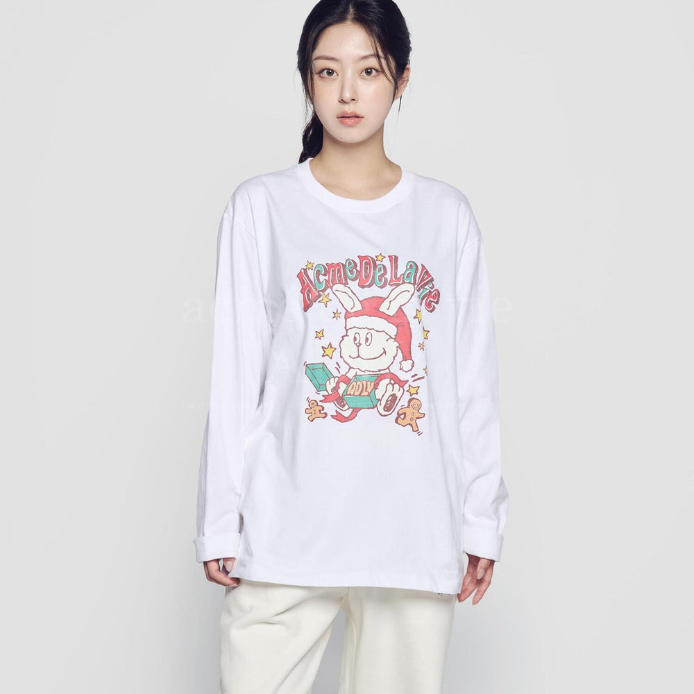 ADLV SANTA RABBIT PRESENT LONG SLEEVE T-SHIRT WHITE