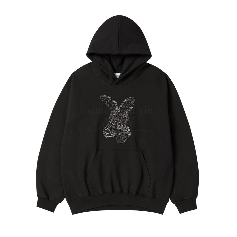 ADLV LETTERING RABBIT HOODIE BLACK