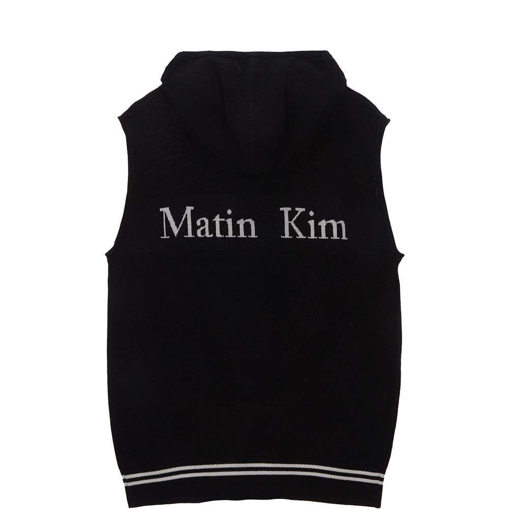 MATIN KIM HOODY LOGO KNIT VEST FOR MEN IN BLACK