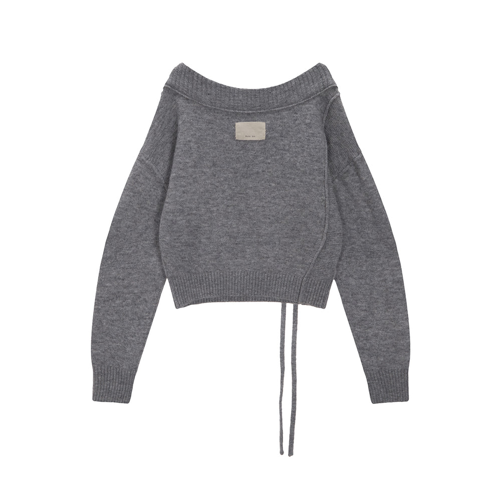 
                  
                    MATIN KIM OFF SHOULDER STRING KNIT PULLOVER IN GREY
                  
                