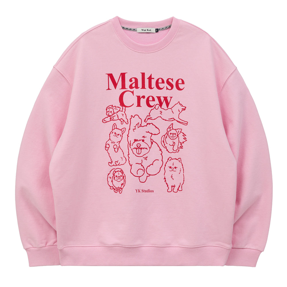 WAIKEI Maltese Crew Line Graphic Sweatshirt Light Pink