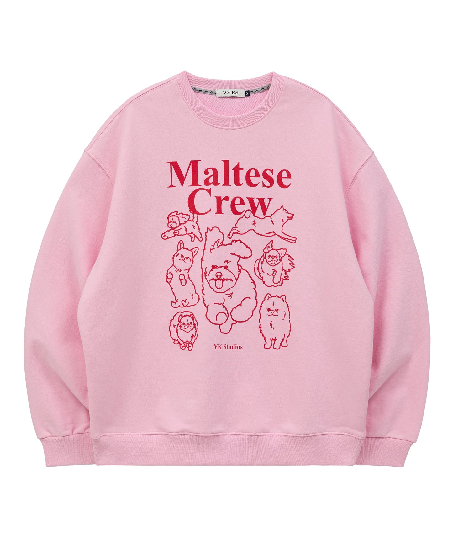 WAIKEI Maltese Crew Line Graphic Sweatshirt Light Pink