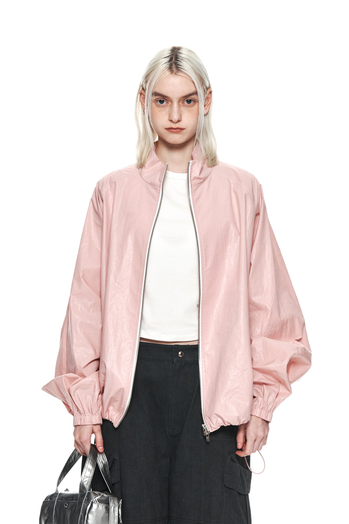 MATIN KIM LOGO COATING JUMPER IN PINK