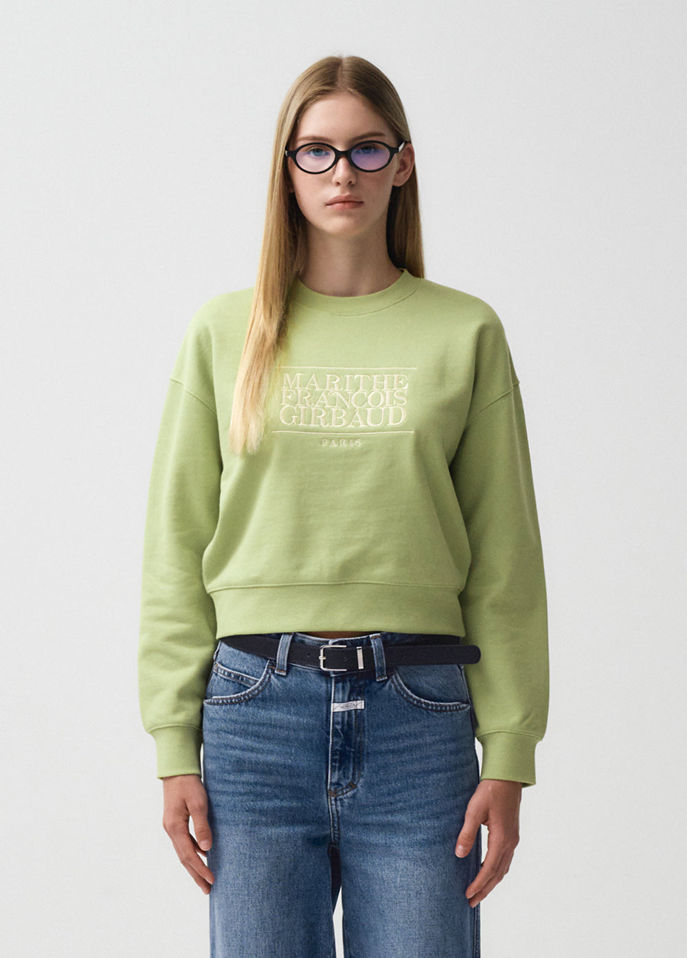 MARITHÉ W CLASSIC LOGO CROP SWEATSHIRT LIGHT GREEN