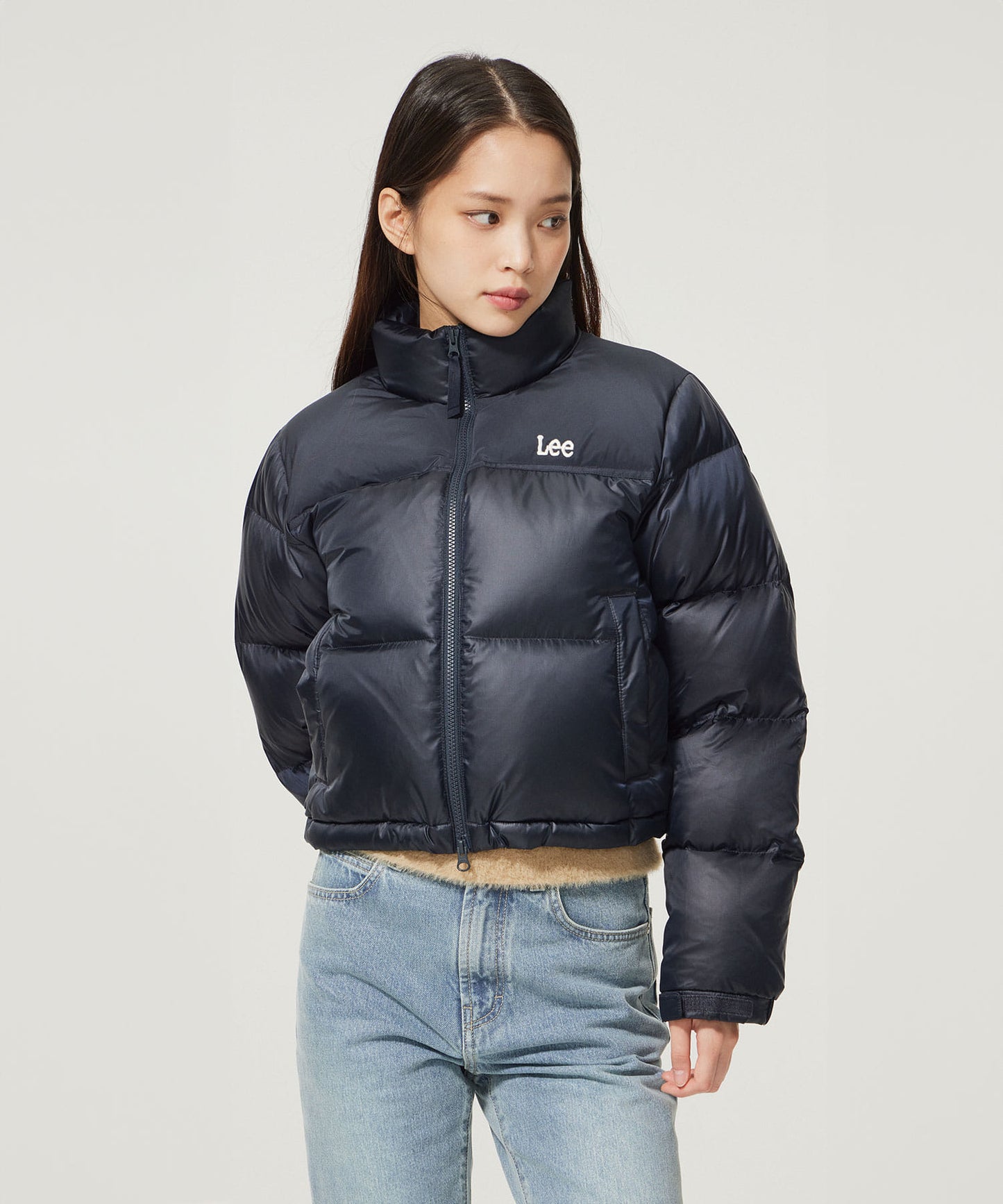 LEE Women Crop Short Down Jacket Navy