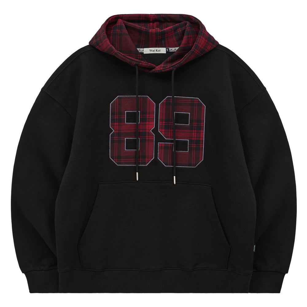 WAIKEI 89 Logo Check Hoodie Black