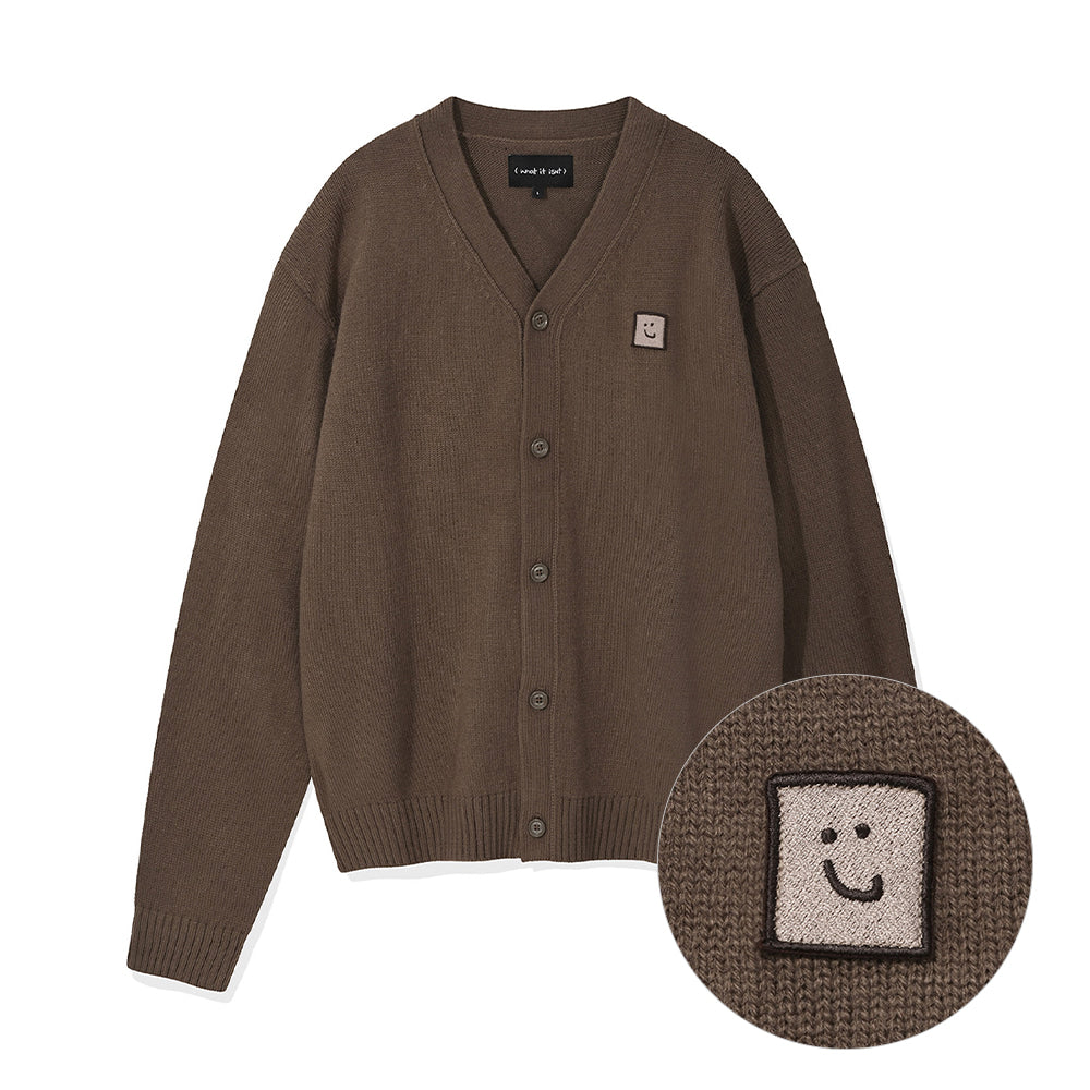 Wool V-neck Cardigan Brown