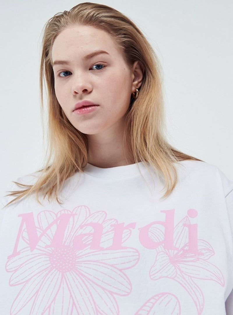 MARDI TSHIRT TRIPLE FLOWER_WHITE PINK