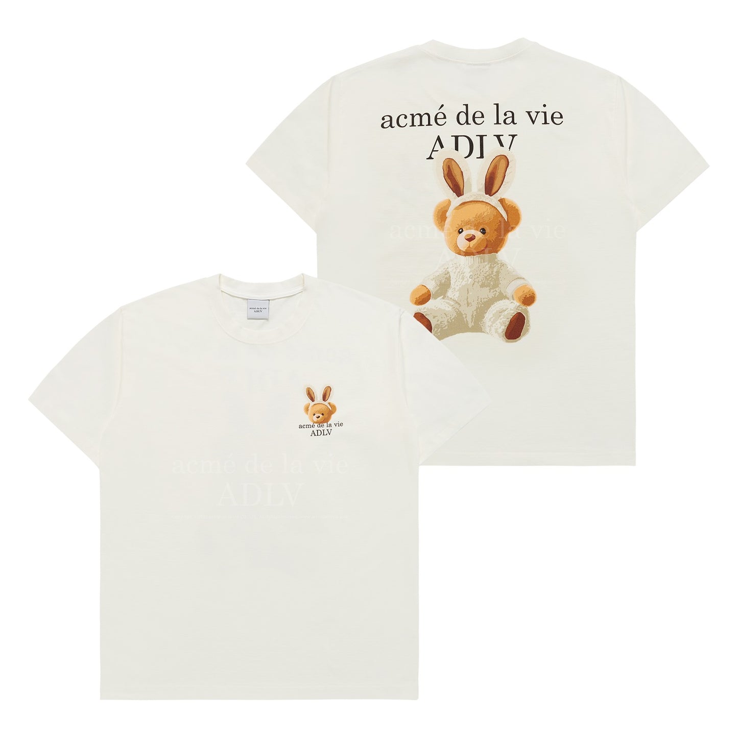 ADLV RABBIT BEAR DOLL LOGO SHORT SLEEVE T-SHIRT CREAM