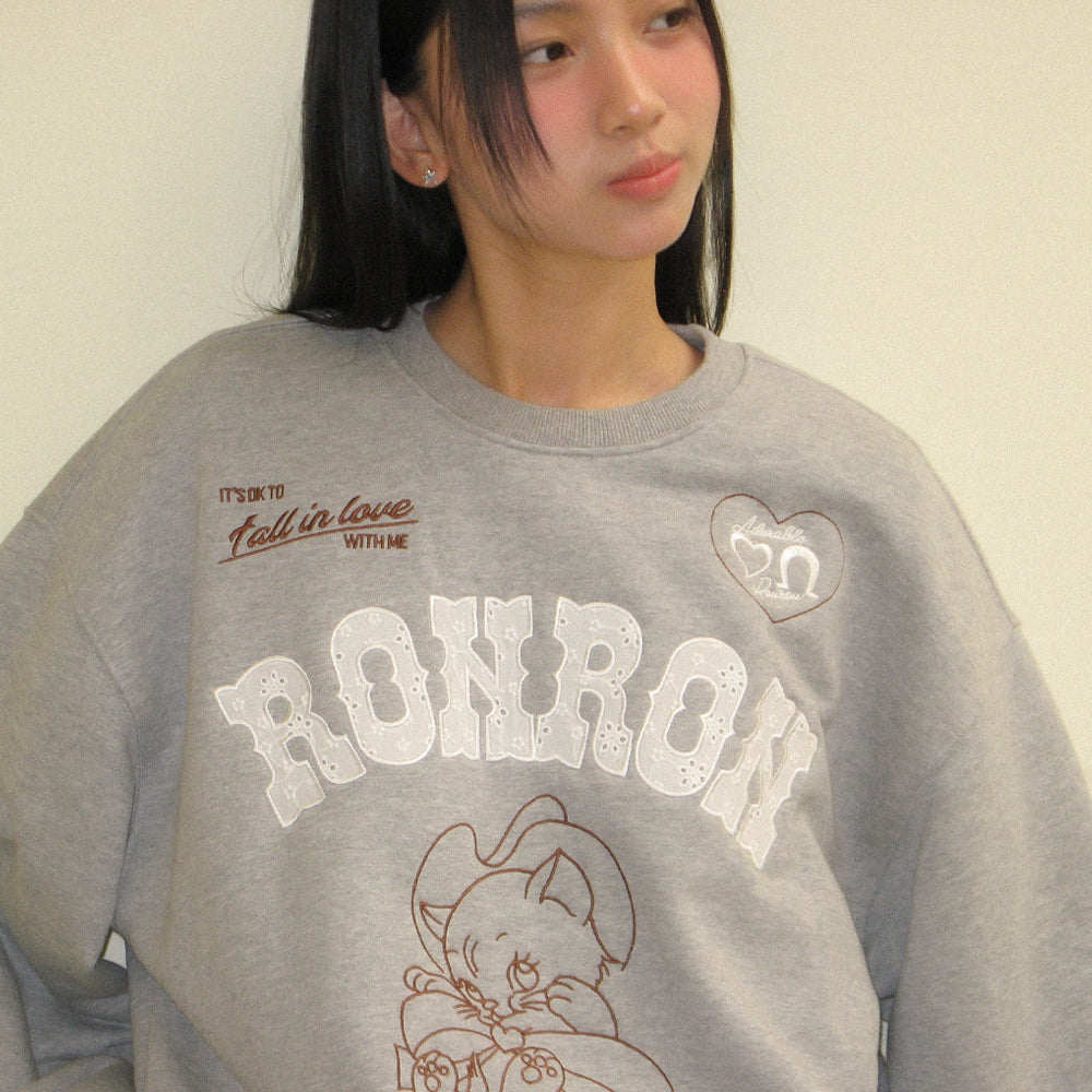 
                  
                    RONRON WESTERN CAT LACE PATCH SWEATSHIRT GREY
                  
                