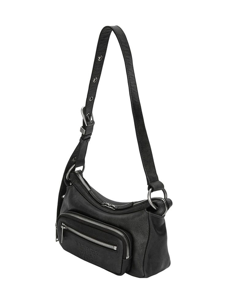 MARGESHERWOOD OUTPOCKET HOBO MINI_washed black two-tone brushed