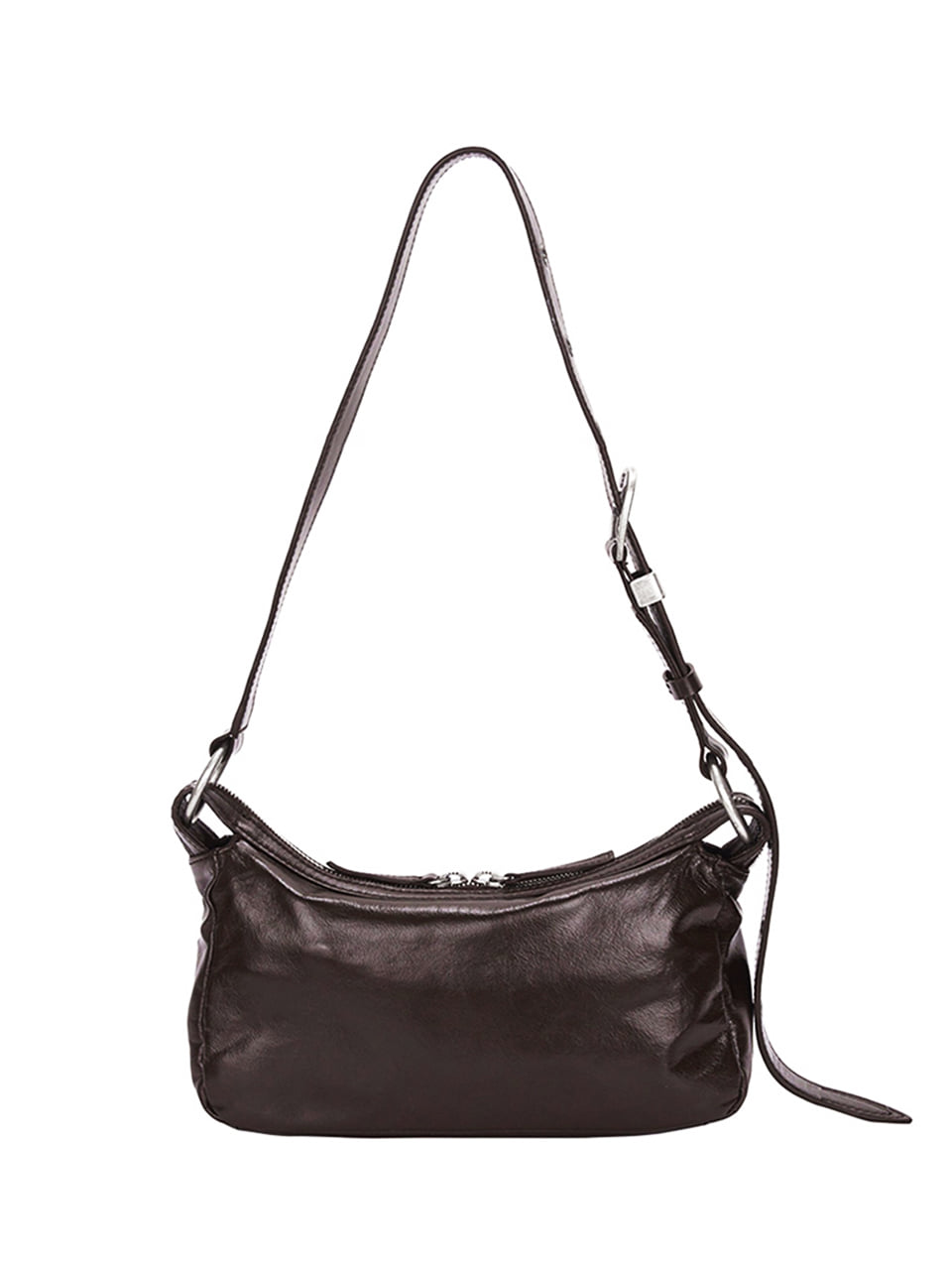 MARGESHERWOOD OUTPOCKET HOBO MINI_dark brown glossy plain