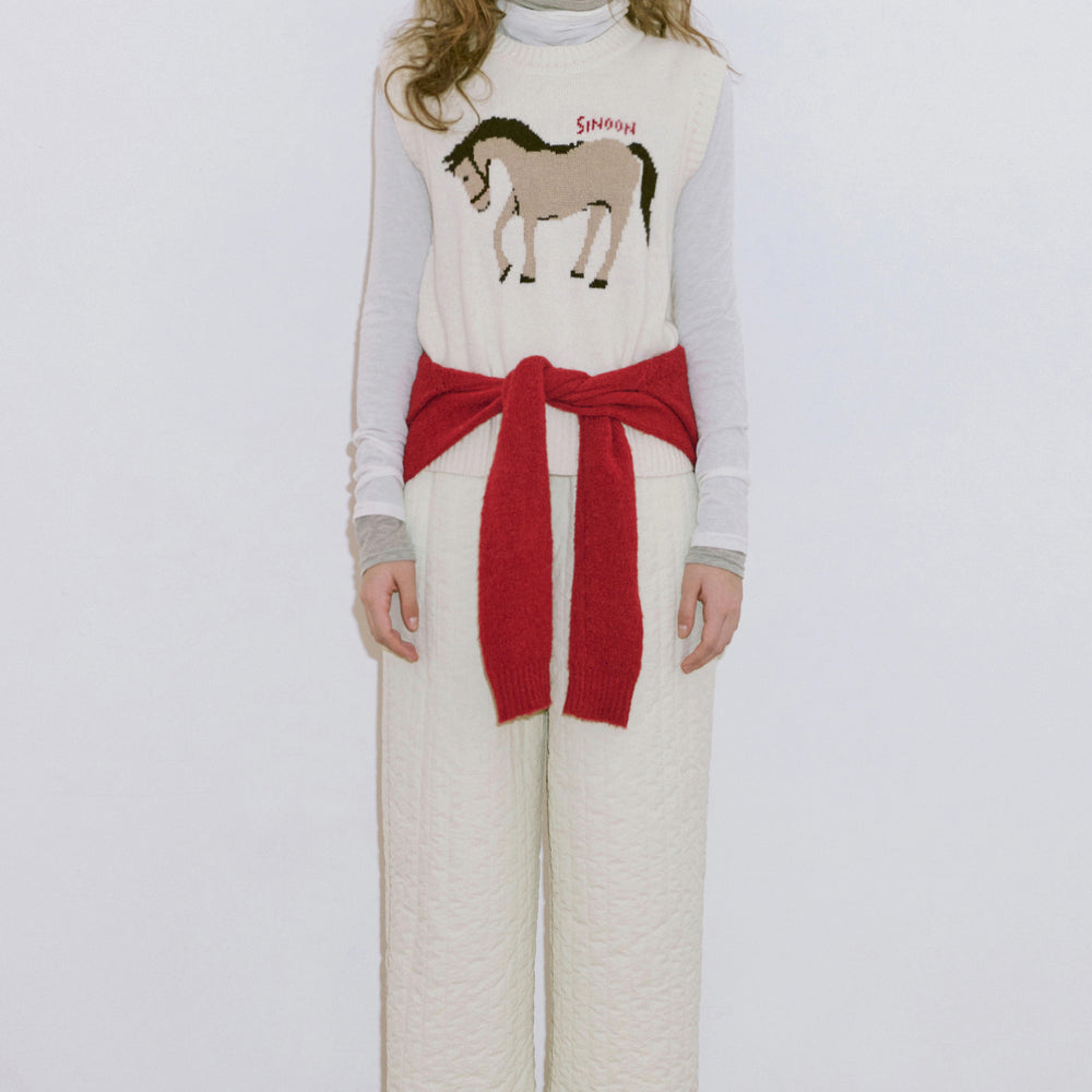 Sinoon Horse Knit Vest (Ivory)