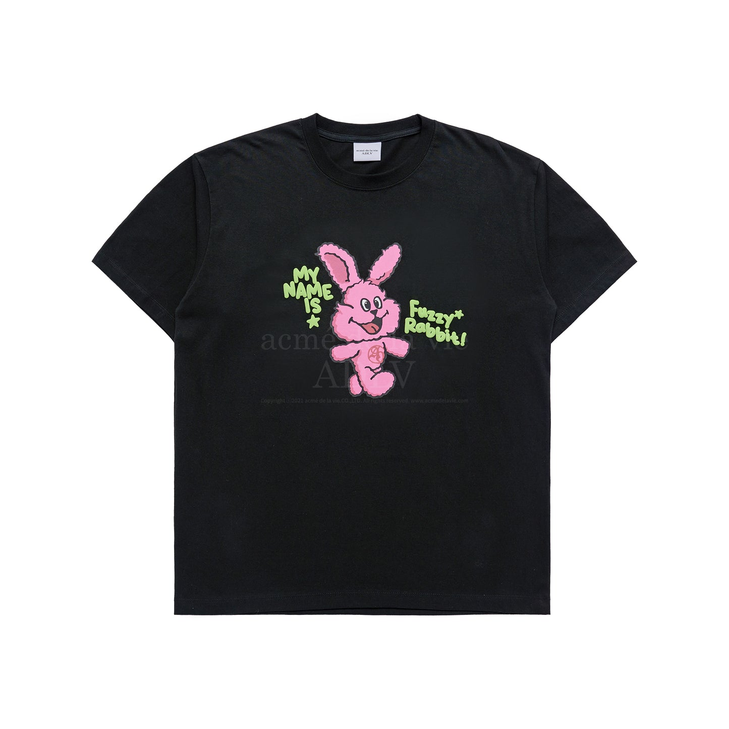 ADLV MY NAME IS FUZZY RABBIT SHORT SLEEVE T-SHIRT BLACK