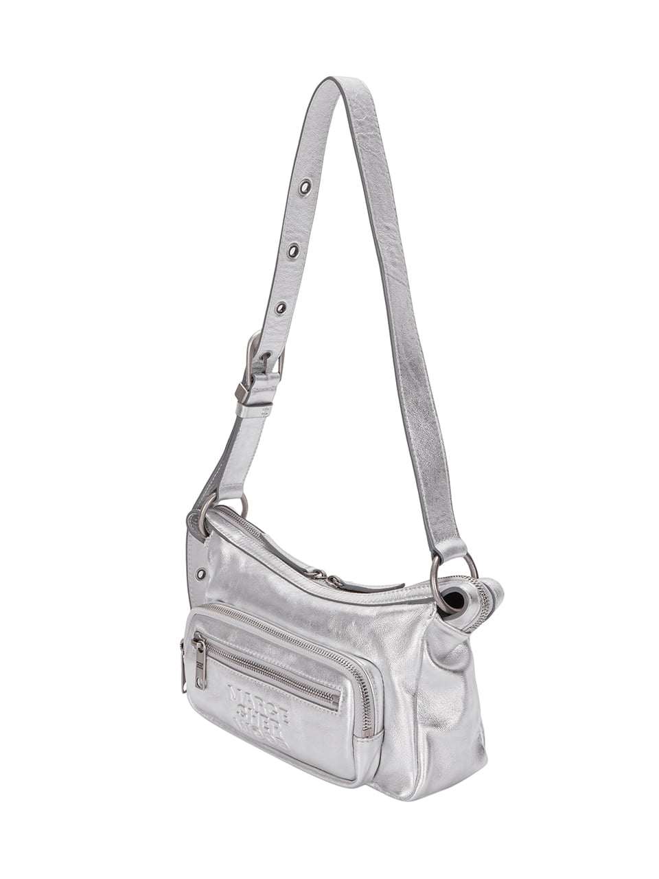 MARGESHERWOOD OUTPOCKET HOBO MINI_metallic silver foiled plain