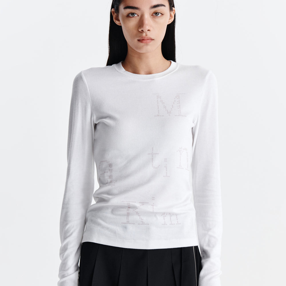 MATIN KIM DOT GRAPHIC LOGO LETTERING TOP IN WHITE