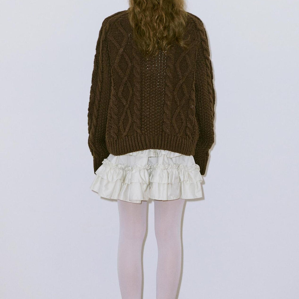 Sinoon Flower Knit Cardigan (Deep Brown)