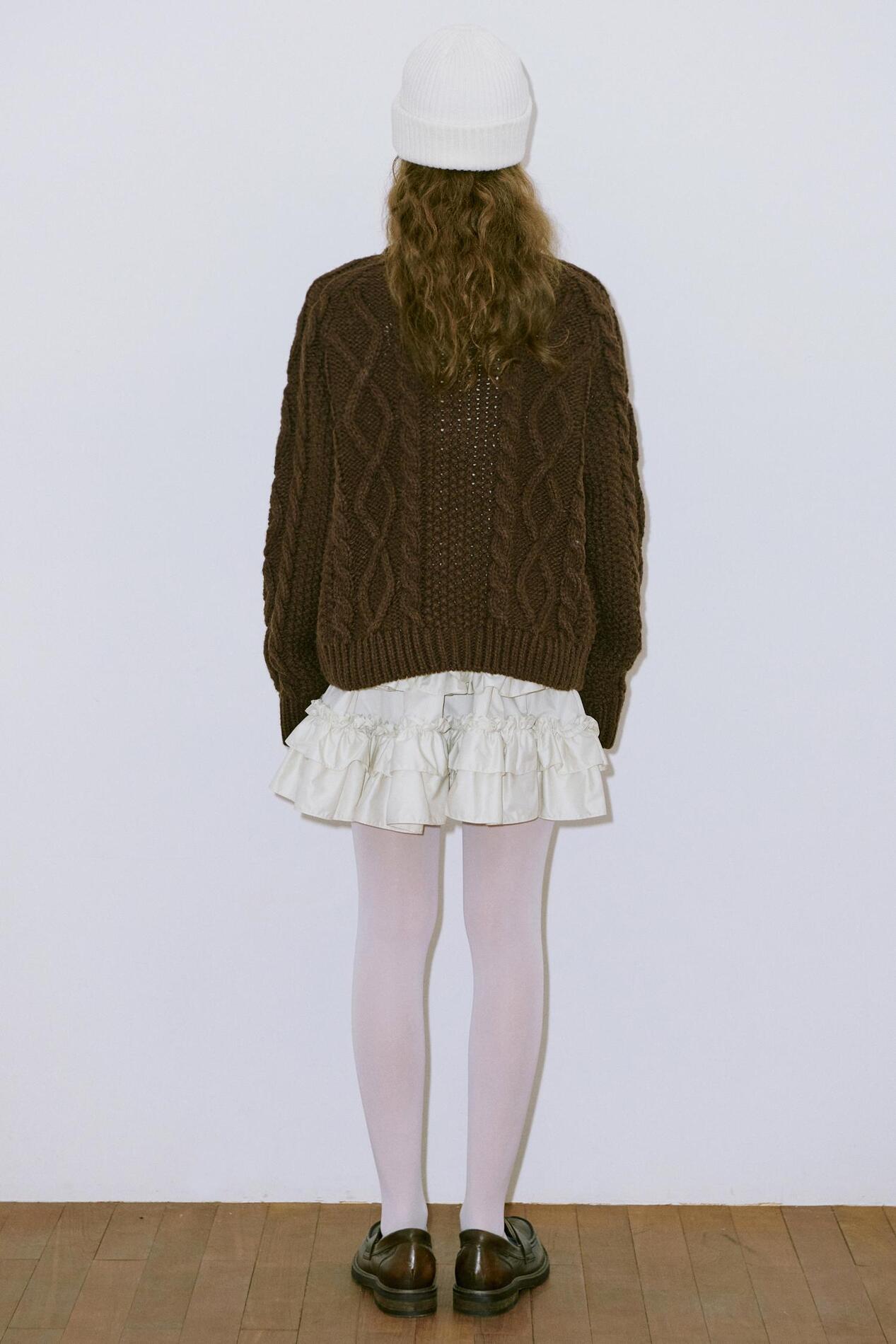 Sinoon Flower Knit Cardigan (Deep Brown)