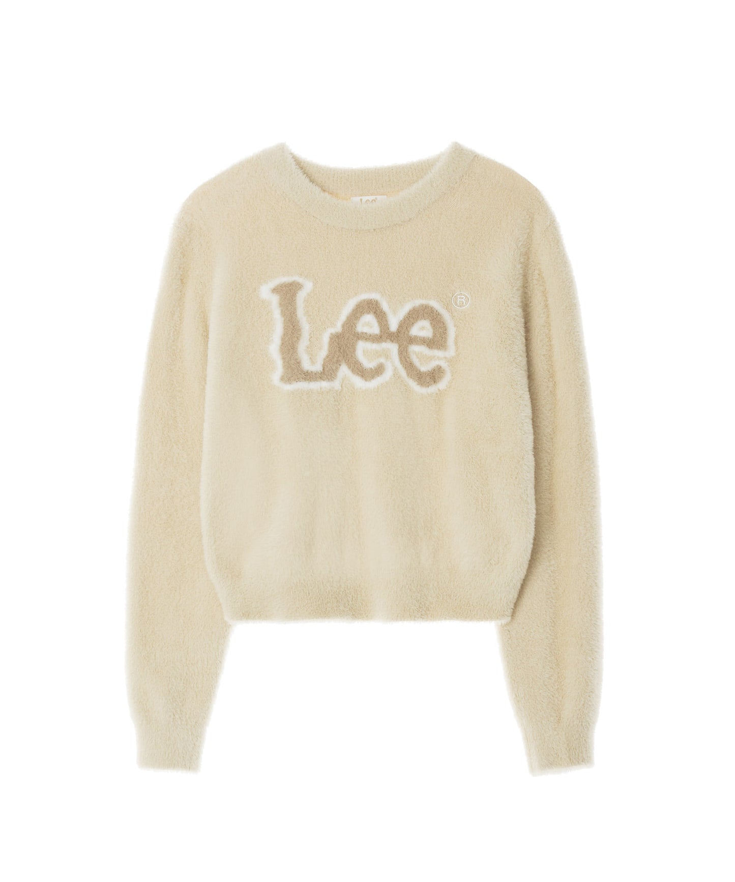 LEE Women's Round Neck Hairy Logo Knit Sand Yellow