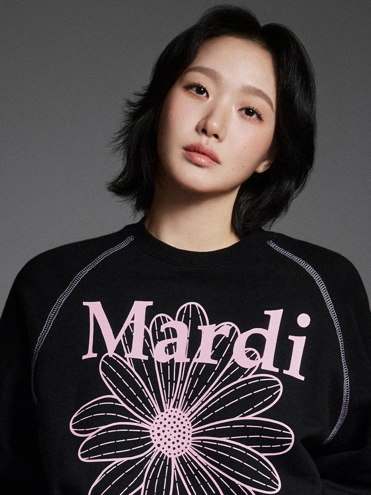 MARDI SWEATSHIRT RAGLAN FLOWERMARDI_BLACK PINK