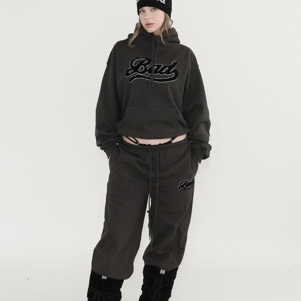 BAD BLOOD Bad Applique Jogger Loose Fit - Charcoal Green