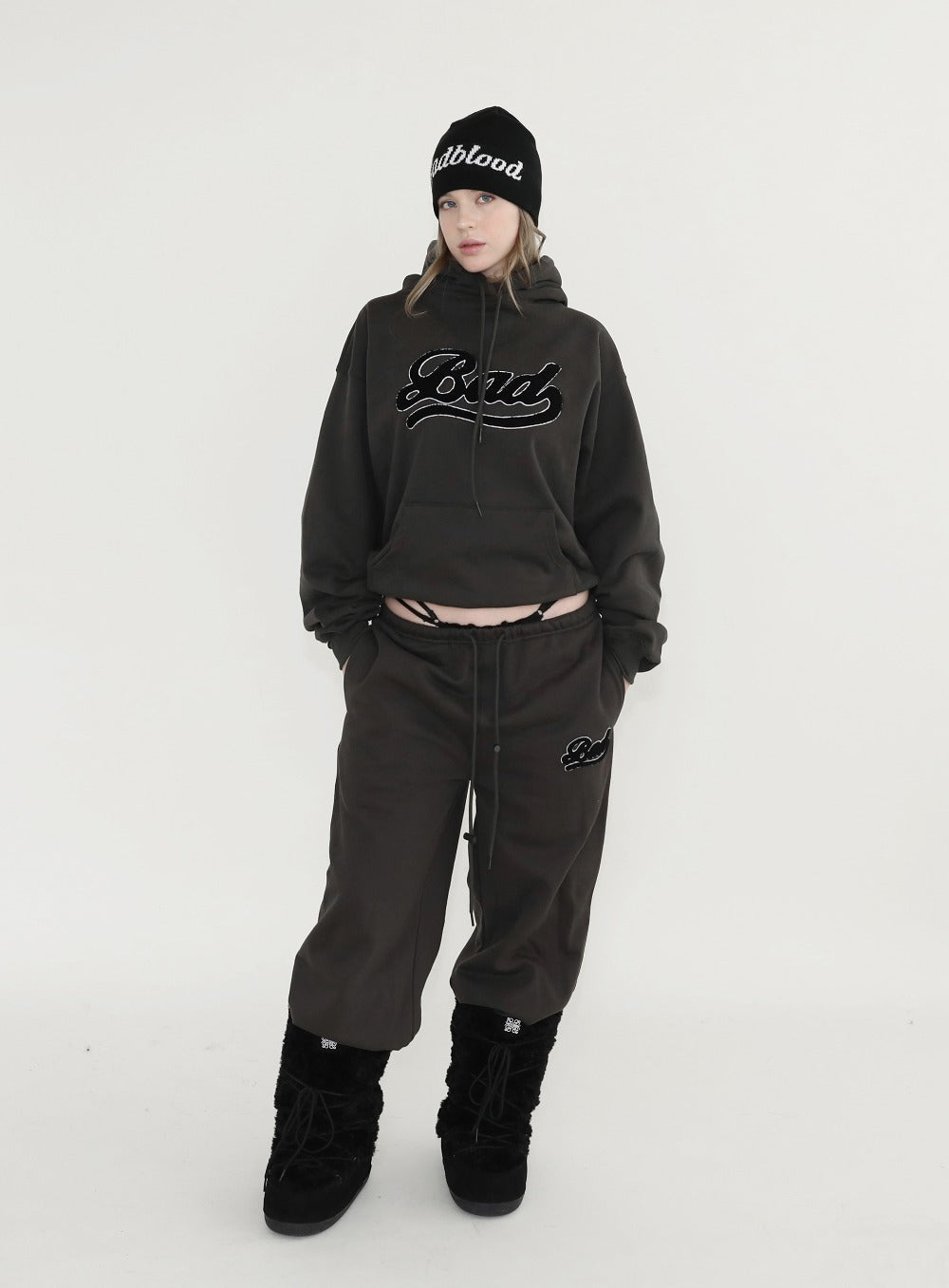 BAD BLOOD Bad Applique Jogger Loose Fit - Charcoal Green