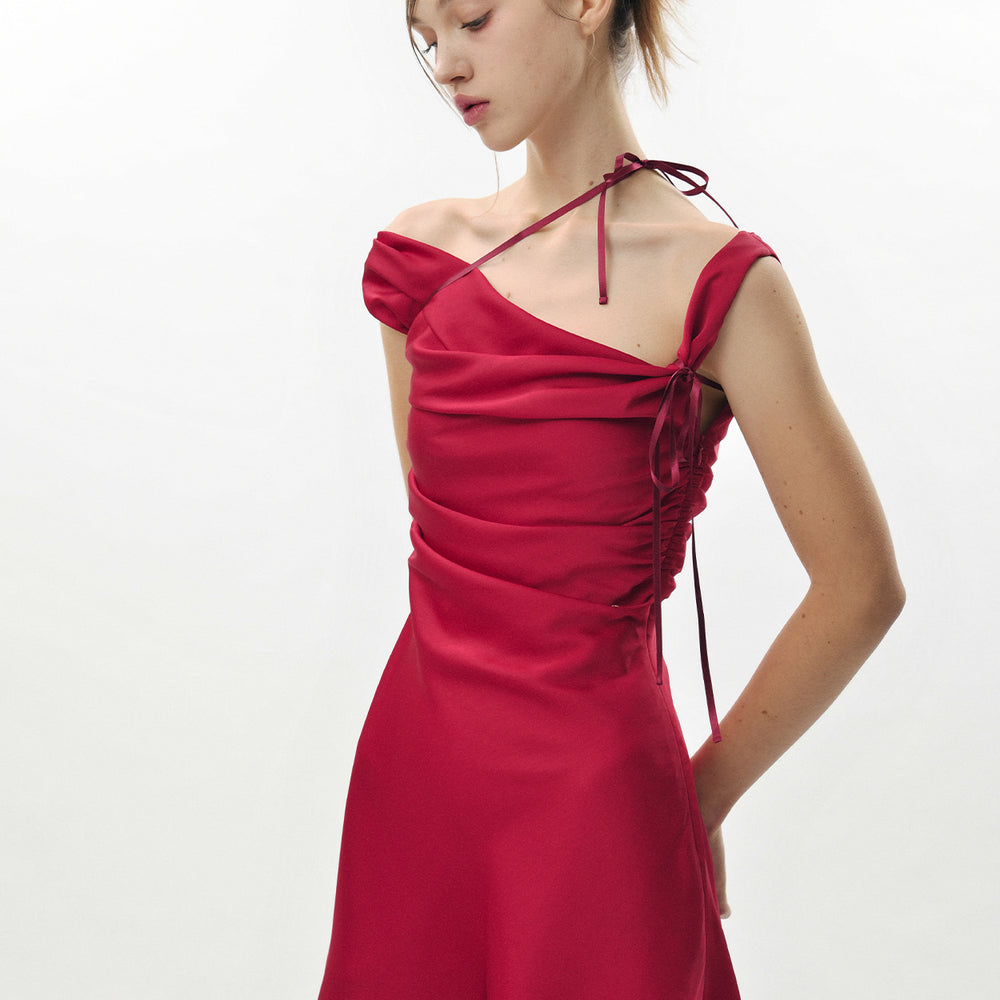 
                      
                        PAIN OR PLEASURE DEW COWL SATIN DRESS RED
                      
                    