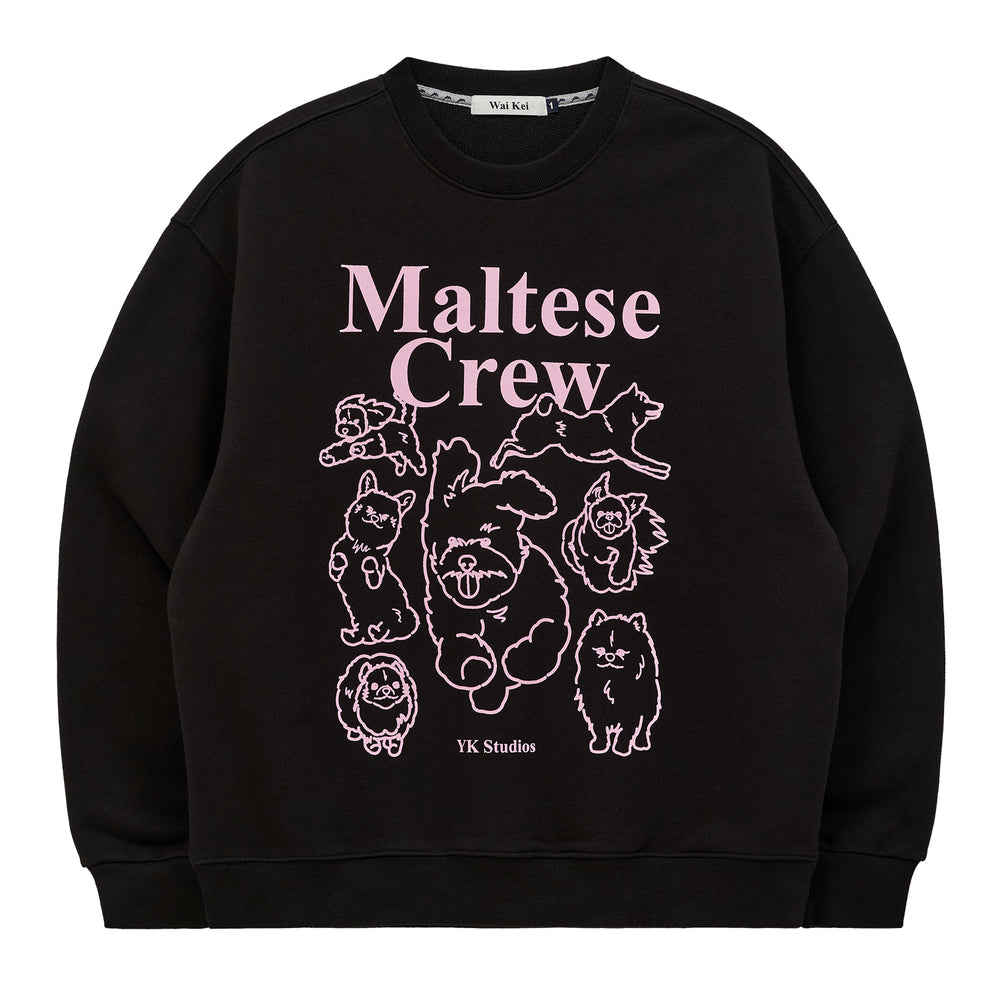 WAIKEI Maltese Crew Line Graphic Sweatshirt Black