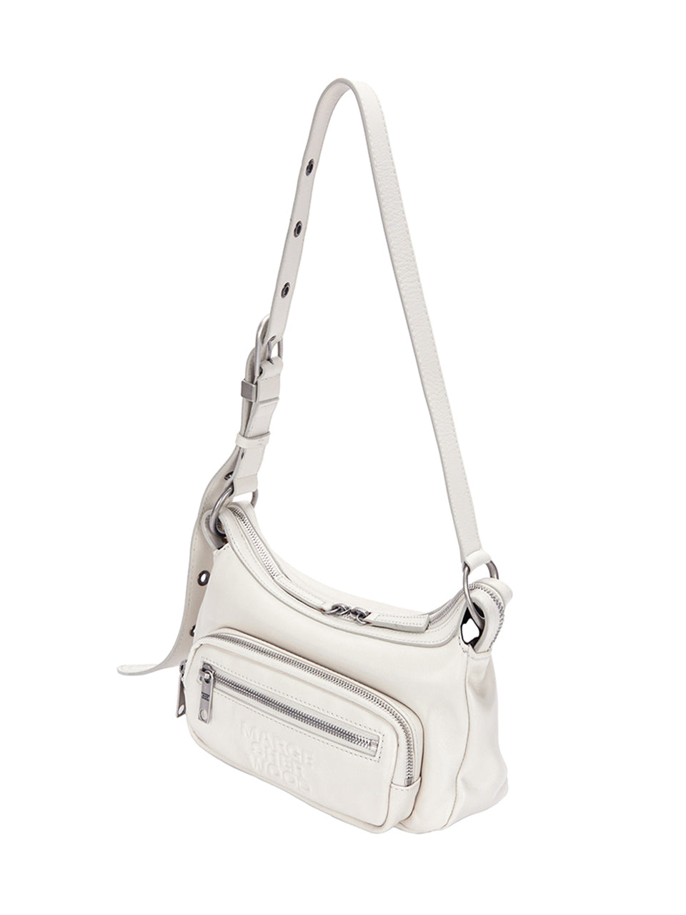 MARGESHERWOOD OUTPOCKET HOBO MINI_cream glossy plain