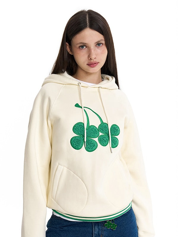 KIRSH BIG CLOVER CHERRY GRAPHIC NAPPING HOODIE IVORY