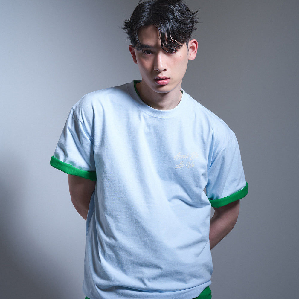 ADLV SCRIPT LOGO PRINTING SHORT SLEEVE T-SHIRT SKY BLUE