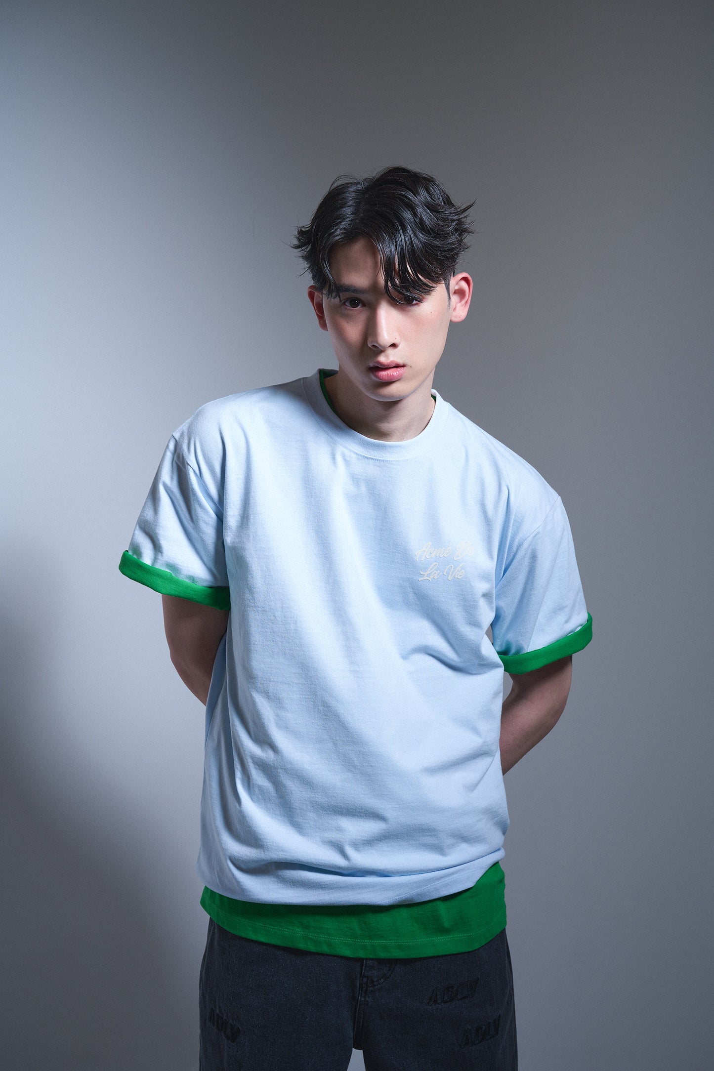 ADLV SCRIPT LOGO PRINTING SHORT SLEEVE T-SHIRT SKY BLUE