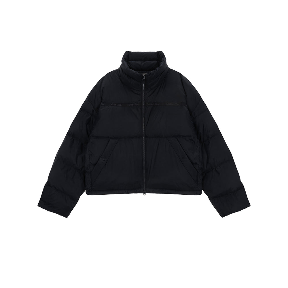 MATIN KIM LOGO TAPING PUFFER DOWN JUMPER FOR MEN IN NAVY