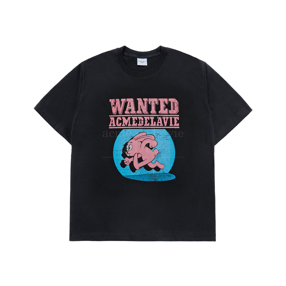 ADLV WANTED RABBIT ARTWORK SHORT SLEEVE T-SHIRT BLACK