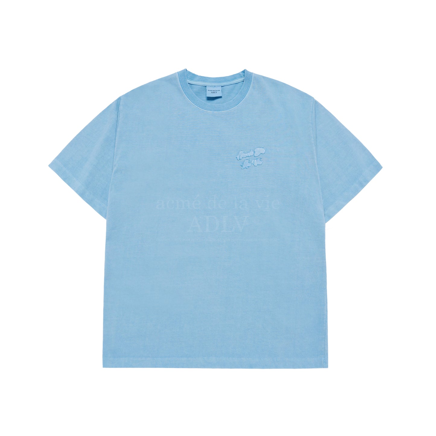 ADLV APPLIQUE LOGO PIGMENT SHORT SLEEVE T-SHIRT LIGHT BLUE