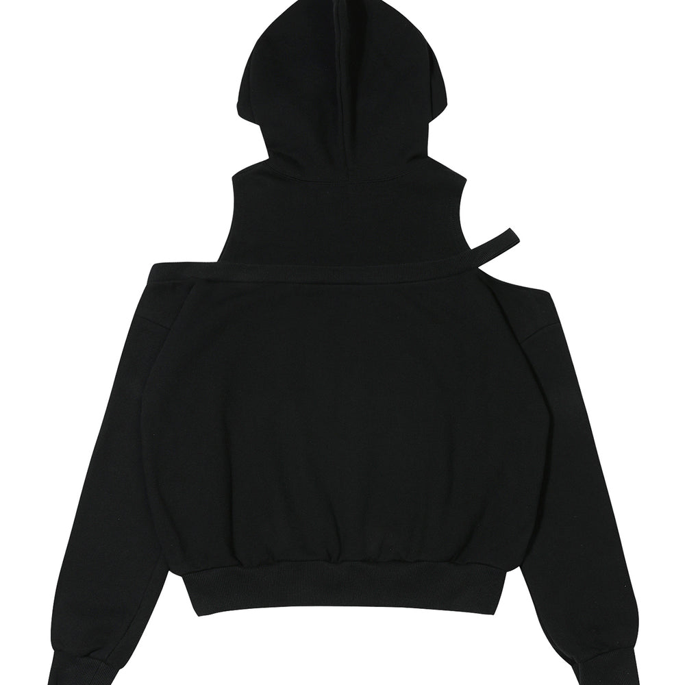 
                  
                    BOHEMSEO CUT OUT OFF SHOULDER HOODIE, BLACK
                  
                