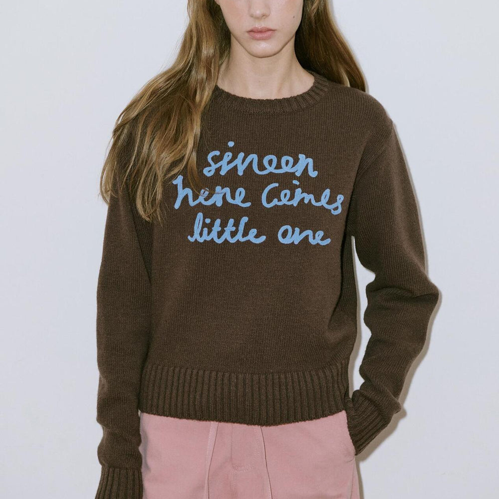 Sinoon Lettering Pullover Knit (Deep Brown)