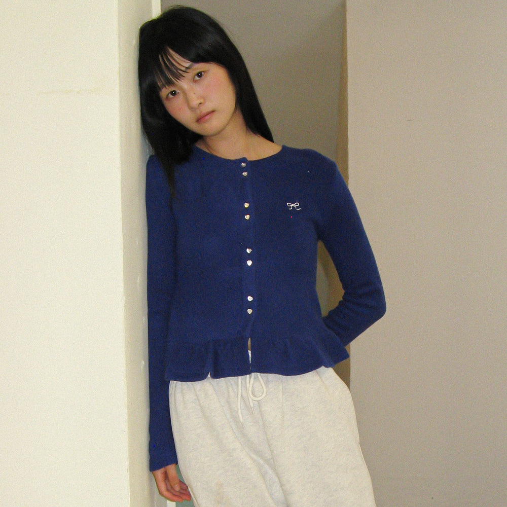 
                  
                    RONRON DOUBLE HEART BUTTON FRILL ANGORA CARDIGAN BLUE
                  
                