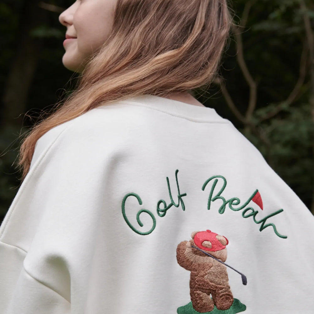 【IN STOCK】AMBLER Golf Bear Over Fit Sweatshirt Ivory