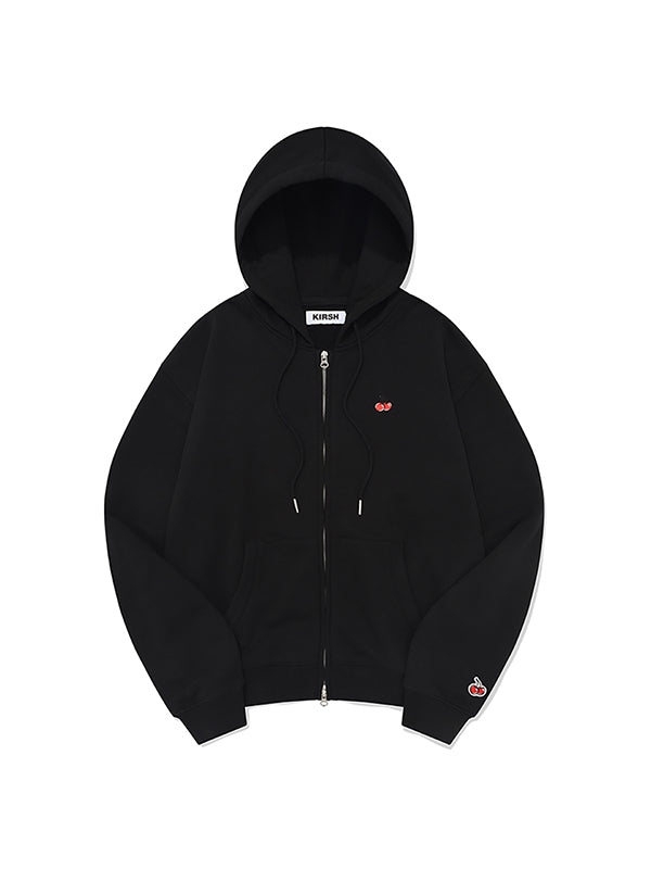 KIRSH  SMALL CHERRY REGULAR FIT HOODIE ZIP UP BLACK