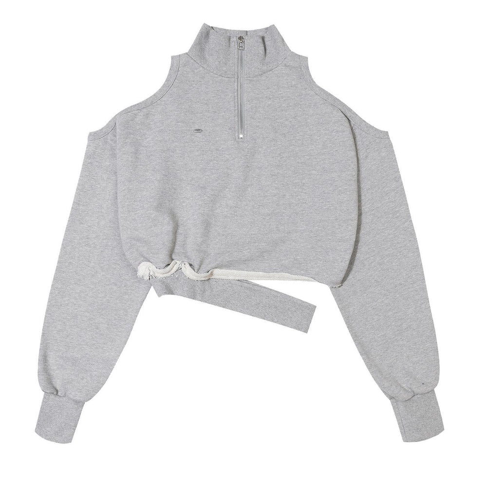 
                  
                    BOHEMSEO CUT-OUT HALF-ZIP SWEATSHIRT, MELANGE GRAY
                  
                