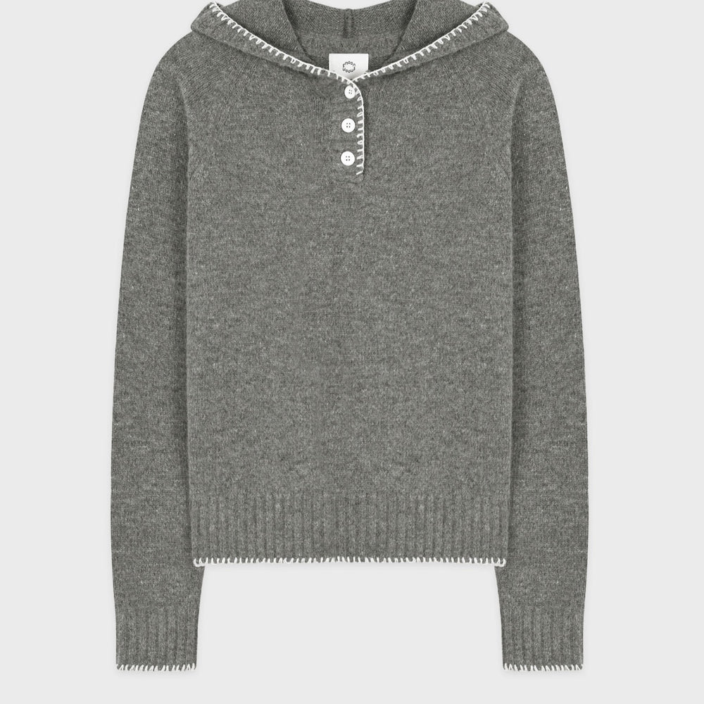 Sinoon Button Hoodie Knit (Melange Grey)