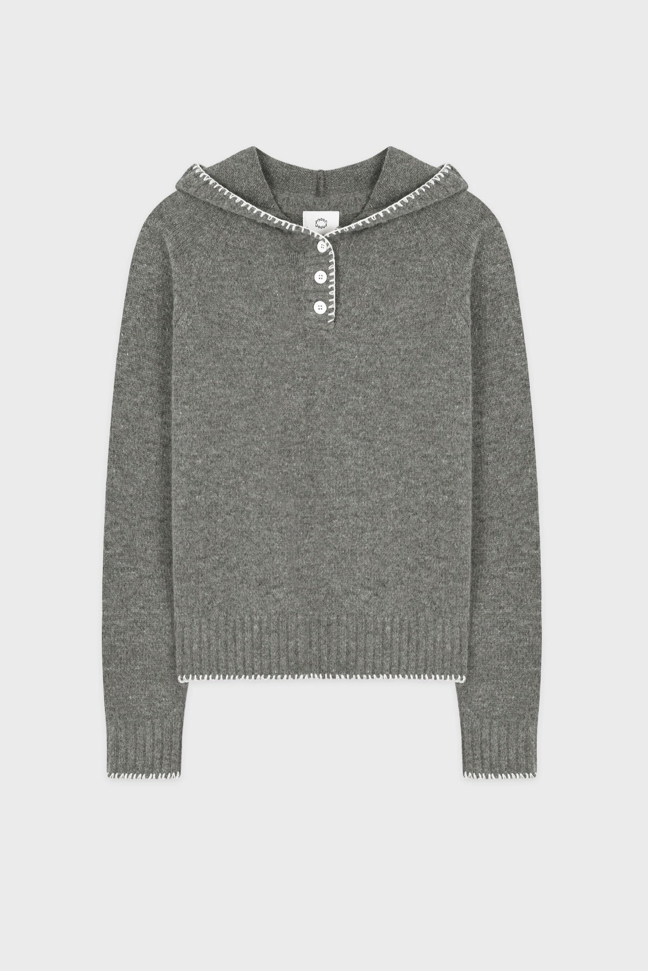 Sinoon Button Hoodie Knit (Melange Grey)